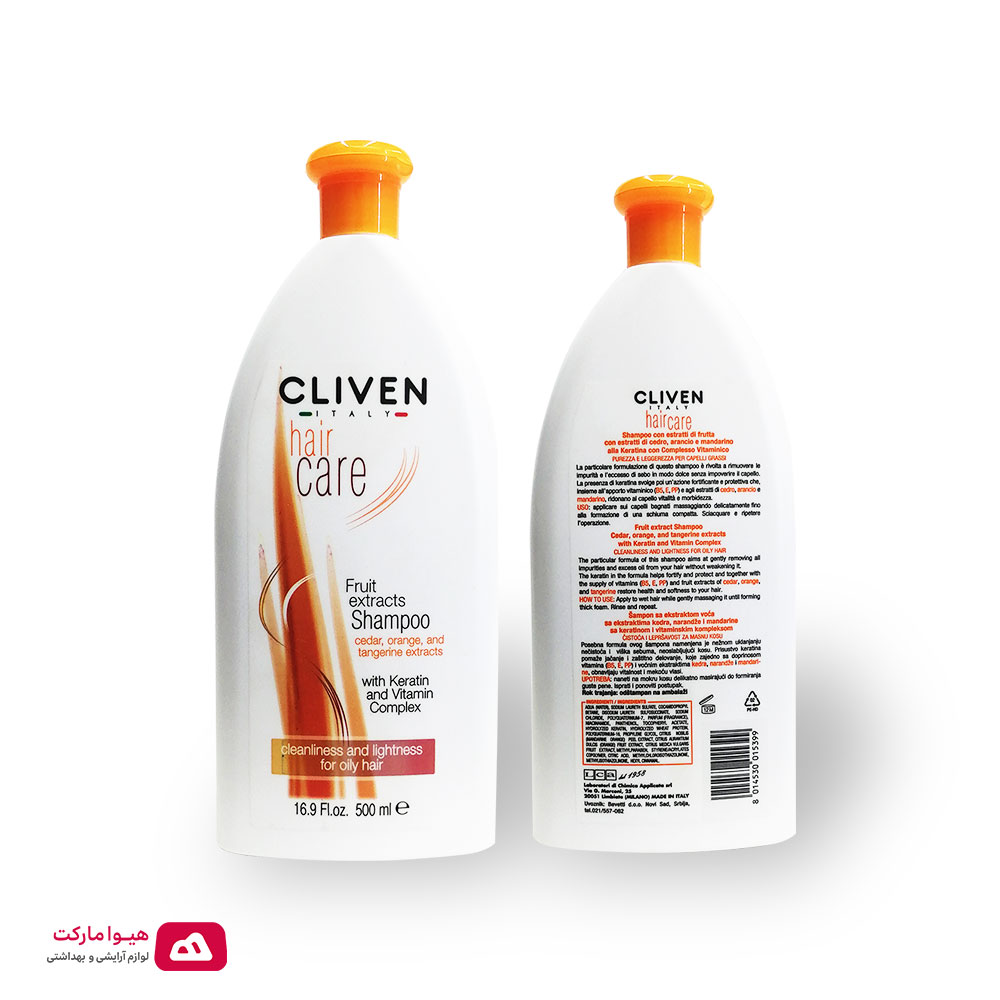 شامپو کراتینه کلیون (cliven) حاوی عصاره میوه مناسب برای موهای چرب