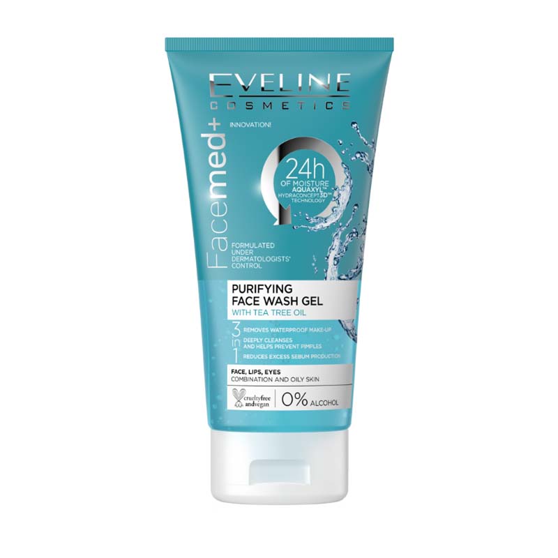 Eveline FaceMed+ Purifying Face Wash Gel with Tea Tree Oil for Combination and Oily Skin 150ml